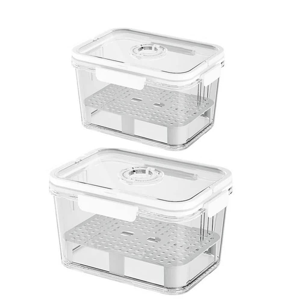2 Piece Airtight Food Storage Bread Box Time Recording Clear Plastic Container with Lid for Kitchen Countertop Set