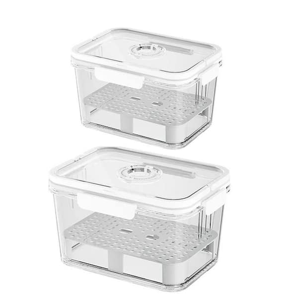 2 Piece Airtight Food Storage Bread Box Time Recording Clear Plastic Container with Lid for Kitchen Countertop Set