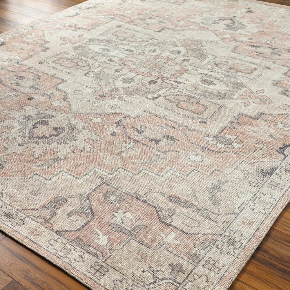 Elle Oriental Rose Smoke Rectangular 5'3" x 7' Polyester Rug