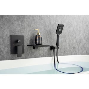 Mondawell Waterfall Single-Handle 3-Spray High Pressure Tub and Shower Faucet in Matte Black Valve Included