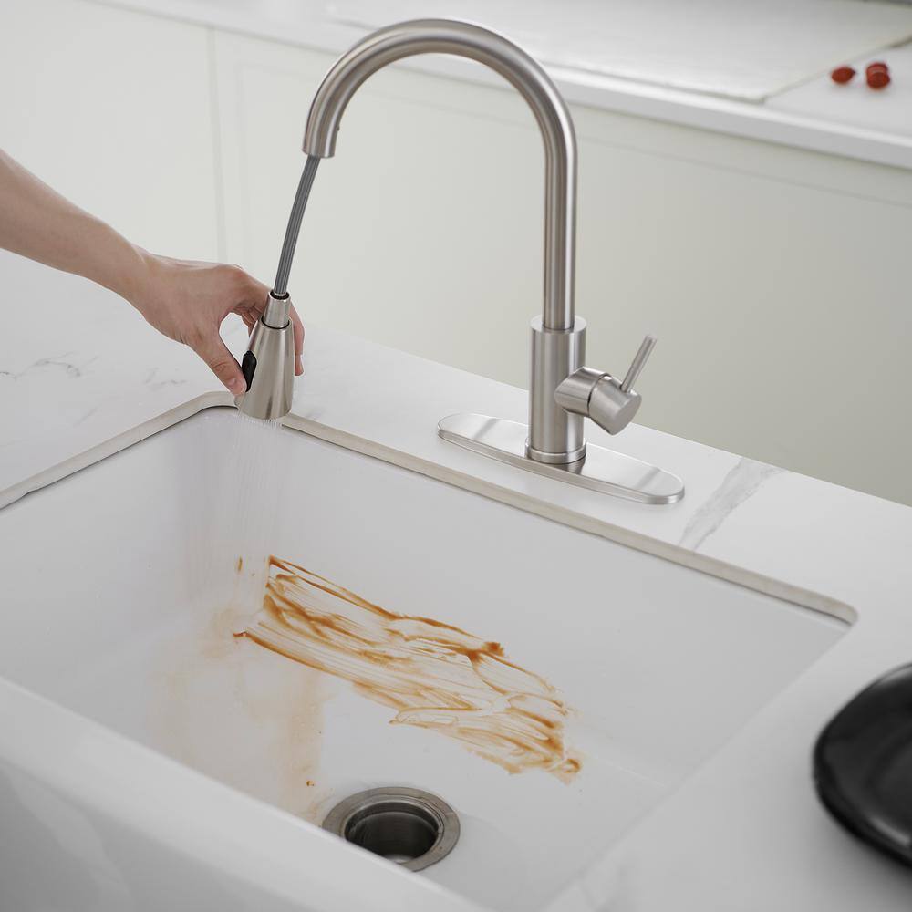 Brushed Nickel Single Handle Pull-Out Spray Kitchen Faucet