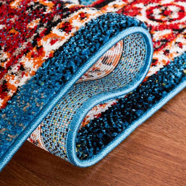 SAFAVIEH Vintage Hamadan 4 ft. x 6 ft. Red/Blue Medallion Ornate