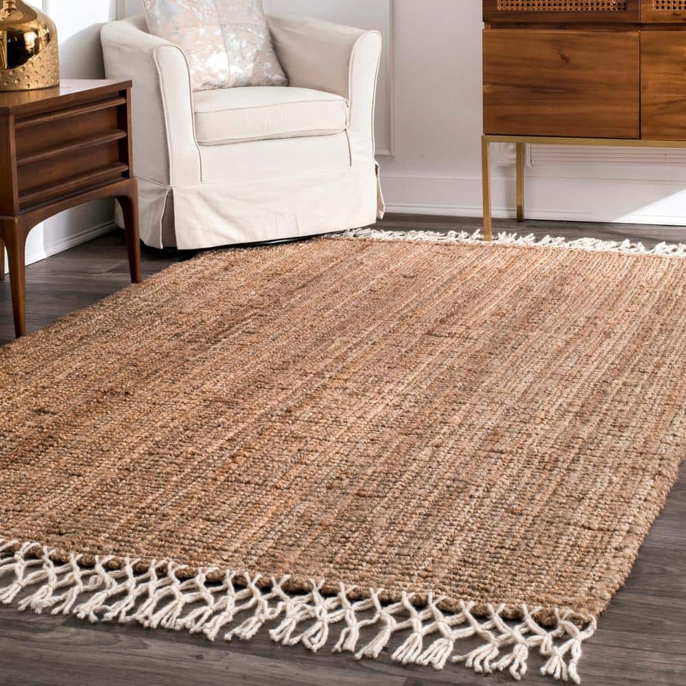 Handmade Natural Jute Tasseled Area Rug 12' x 15'