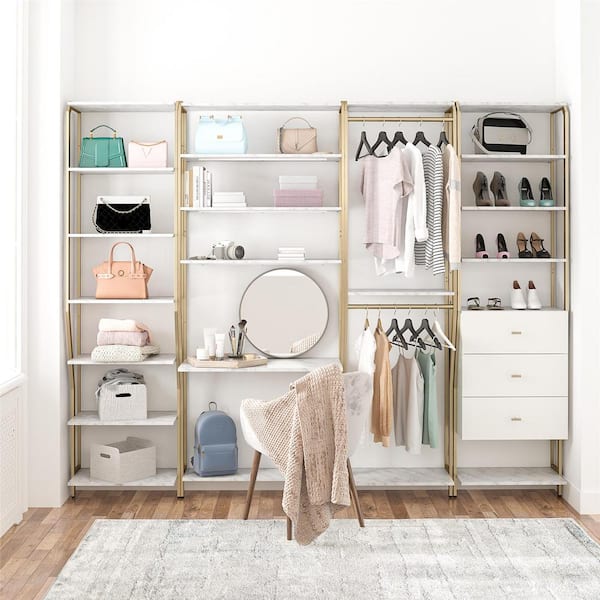 Hanging Closet System With Shelf & Drawers - Wood Closet Designs