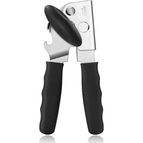 Professional Heavy Duty Can Opener with Cushion Grip, Built-in Magnet and Bottle Opener, Smooth Edge for All Can Sizes