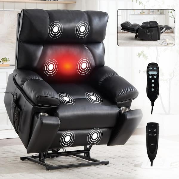 aisword Black Oversized Dual Motor Genuine Leather Power Lift