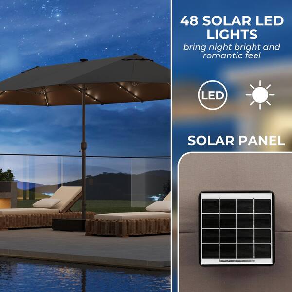 9 foot patio umbrella near me Primehome 9 ft. Patio Umbrella for Outdoor with Push Button Tilt and Crank Table Umbrella Plus Base in Tan