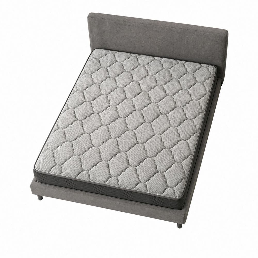 8 in. Queen Firm Hybrid Mattress with Pocketed Coils, Tight Top, Foam and Coil Fill, Black/Gray