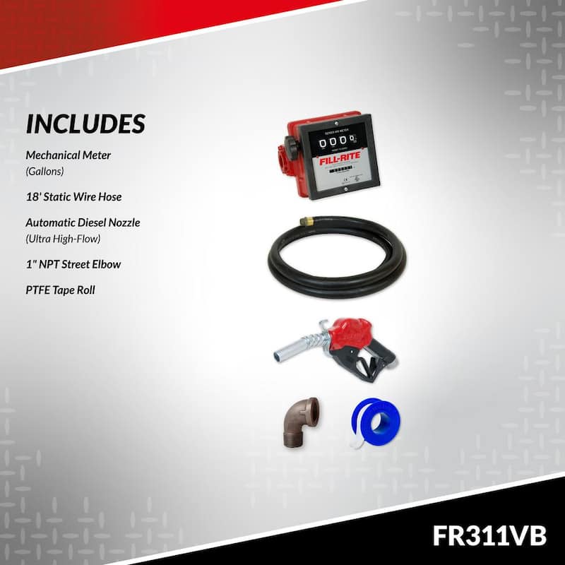 230-Volt 3/4 HP 35 GPM Fuel Transfer Pump with Discharge Hose, Automatic Nozzle and Mechanical Meter