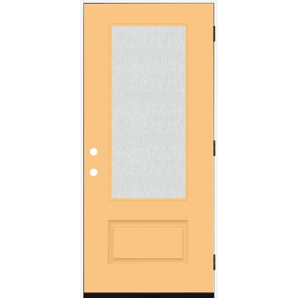 Legacy 36 in. x 80 in. 3/4 Lite Rain Glass LHOS Jackfruit Finish Fiberglass Prehung Front Door