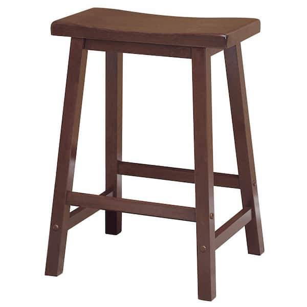 WINSOME WOOD Satori 24 in. Saddle Seat Walnut Counter Stool