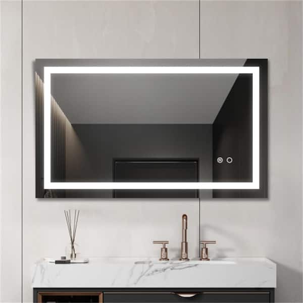 CASAINC 55-in x 30-in Dimmable Lighted Color Fog Free Frameless Bathroom Vanity Mirror in White | MD04-6036SF2