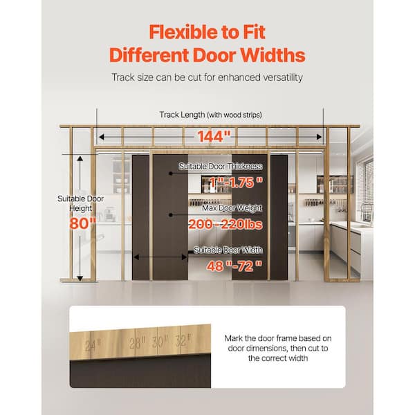 SKYSHALO Pocket Door Frame Kit for 48-72 in. x 80 in. Door, Soft