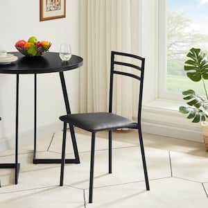 Metal Dining Chair Set, Modern Armless with Cushioned Seat for Kitchen, Living Room, 2-Pieces Black