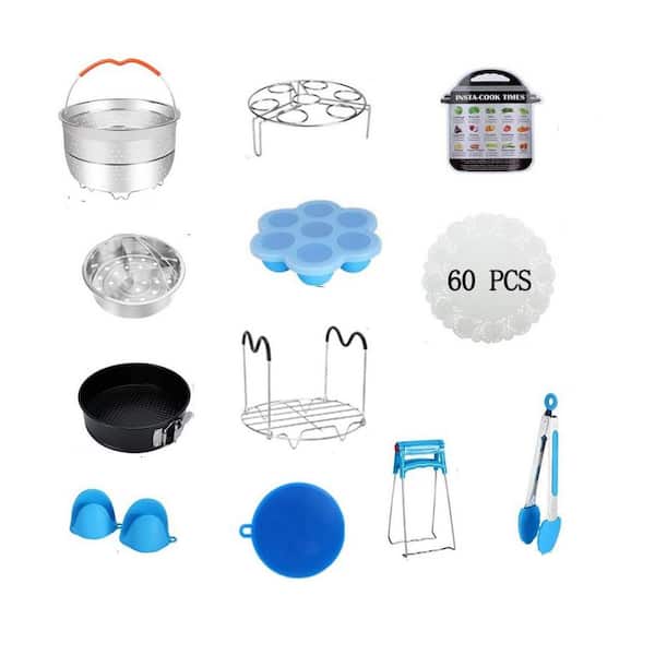 73-Piece Stainless Steel Silicone Pressure Cooker Accessories Set with Steamer Baskets Springform Pan Egg Rack