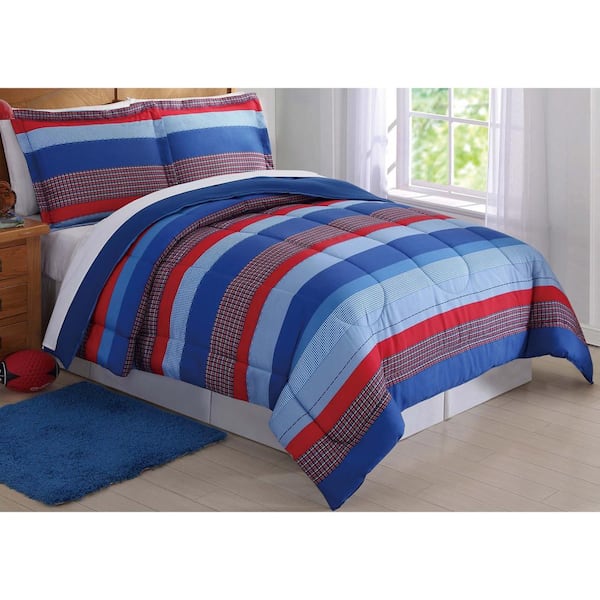 My World Sebastian 3-Piece Blue Stripe Twin Comforter Set