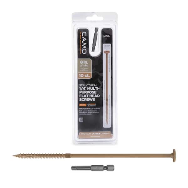 CAMO 1/4 in. x 8 in. Star Drive Flat Head Multi-Purpose Structural Wood Screw - PROTECH Ultra 4 Exterior Coated (10-Pack)