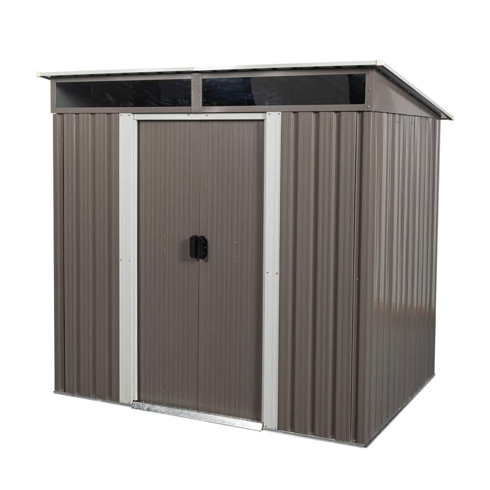 6.4 ft. W x 4.9 ft. D Outdoor Metal Storage Shed with Transparent plate Gre