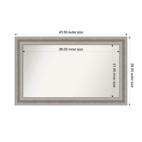 Amanti Art Parlor Silver 43.5 in. x 26.5 in. Custom Non-Beveled Recycled Polystyrene Framed Bathroom Vanity Wall Mirror