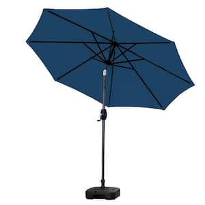 9 ft. Tilt and Crank Patio Table Umbrella With Square Base in Navy Blue