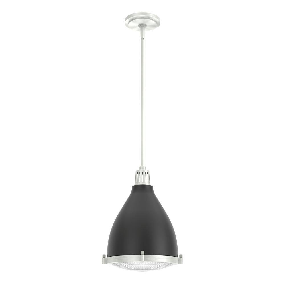 Matte Black and Brushed Nickel Glass Dome Pendant Light
