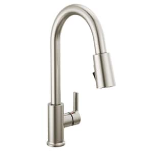 Flute Single Handle Pull Down Sprayer Kitchen Faucet with 1.0 GPM in Stainless