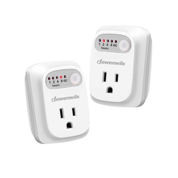 Indoor Countdown Timer Outlet, Timers for Electrical Outlets, Auto Shut Off Safety Outlet, 1-3-Prong Grounded Out 2-Pack
