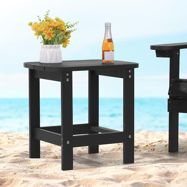 JOYESERY Black Plastic Outdoor Coffee Table for Adirondack Chair