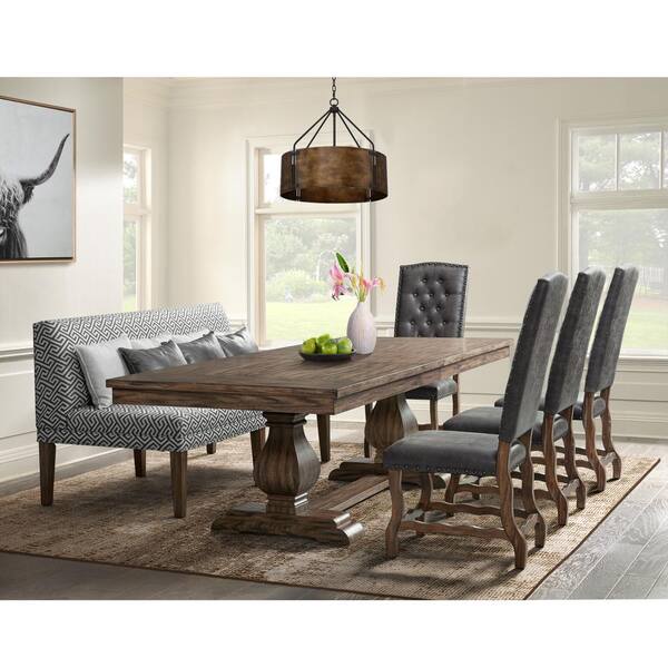 MERRA 9pcs Traditional Brown Dining Room Furniture Set Rectangular Table Chairs 