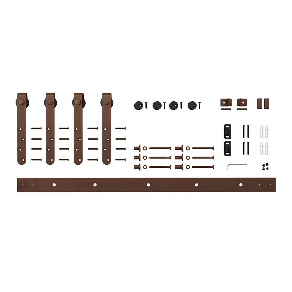 4 ft. Oil Rubbed Bronze Solid Steel Mini Sliding Rolling Barn Door Hardware Kit for Double Furniture Wood Doors price history on PriceWatchPro