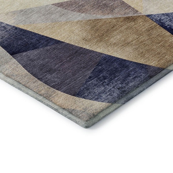 Mayfield Premium Machine Washable Abstract AMF1836 Navy 9 ft. x 12 ft. Area Rug