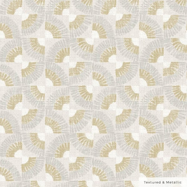 Metallic Canary Gold Faux Grasscloth Fans Vinyl Peel and Stick Textured Wallpaper Roll (Covers 60 sq. ft.)