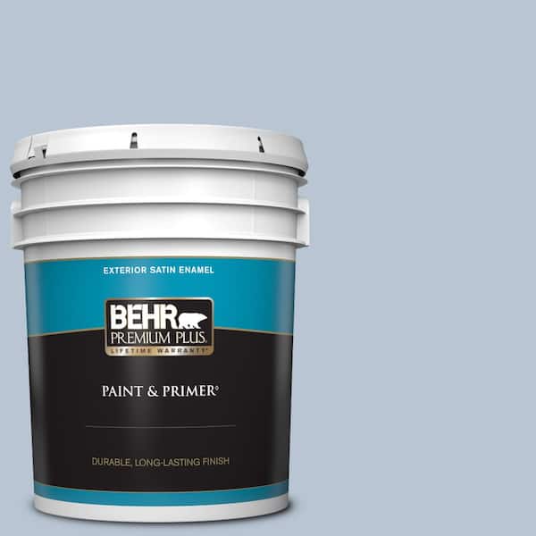 BEHR PREMIUM PLUS 5 gal. #590E-3 Hyacinth Tint Satin Enamel Exterior Paint & Primer