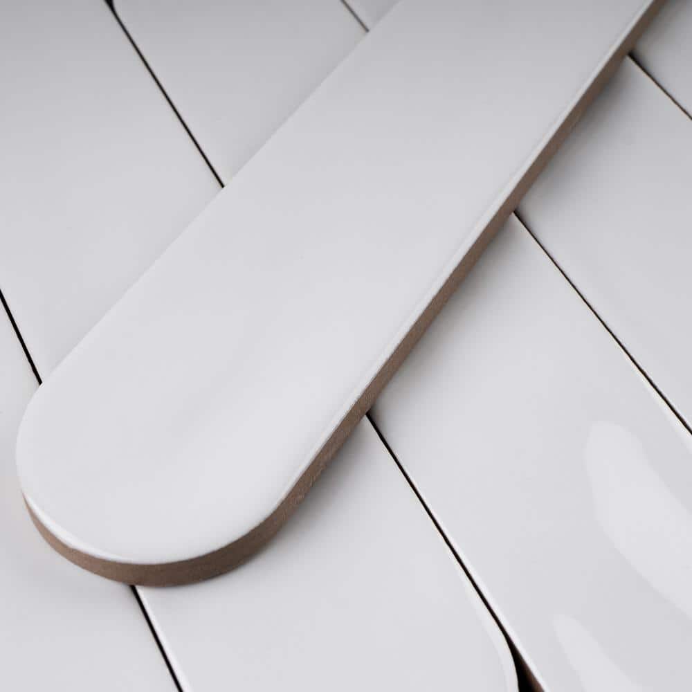 Blanco White Polished Ceramic Subway Wall Tile 2x9