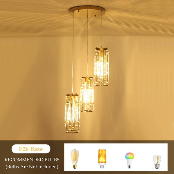LWYTJO 3-Light Gold Pendant Light for Bedroom Kitchen Dining