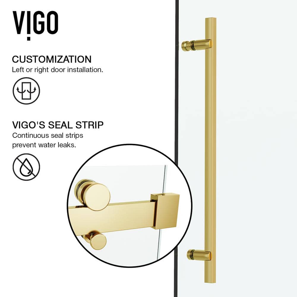 Luca 60" Matte Brushed Gold Frameless Sliding Tub Door