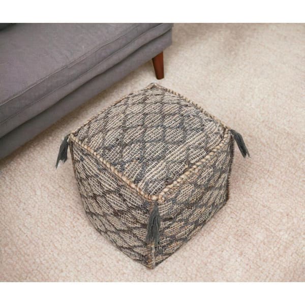 Natural and Gray Fabric Specialty Cube Ottoman