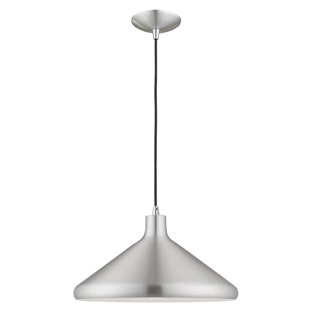 Mini Brushed Aluminum Cone Pendant with White Interior
