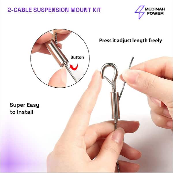 6 Pièces 1,5mm × 2m Ajustable Cable Suspension, Cable Acier Cable Suspension Luminaire Agencements, Câble Métallique Fixation Pour LED Panneau