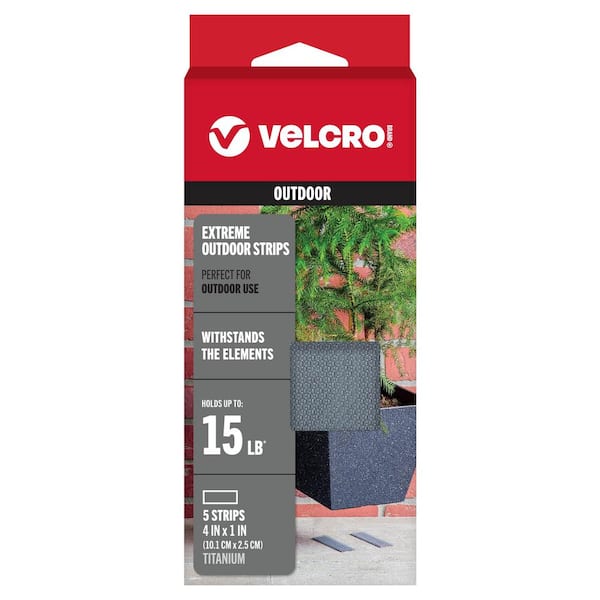 VELCRO 4 in. x 1 in. Extreme Titanium Strips (5-Pack)