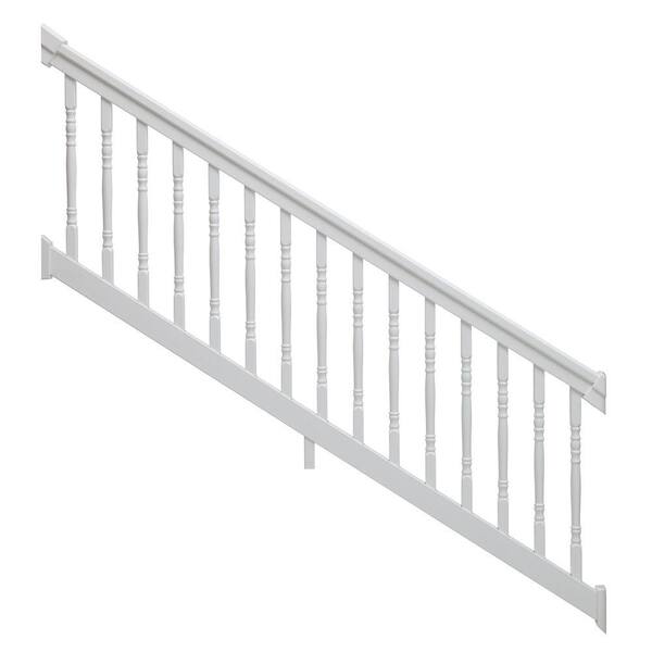 TAM-RAIL 8 ft. x 36 in. 36-Degree to 41-Degree PVC White Stair Rail Kit with Colonial Balusters
