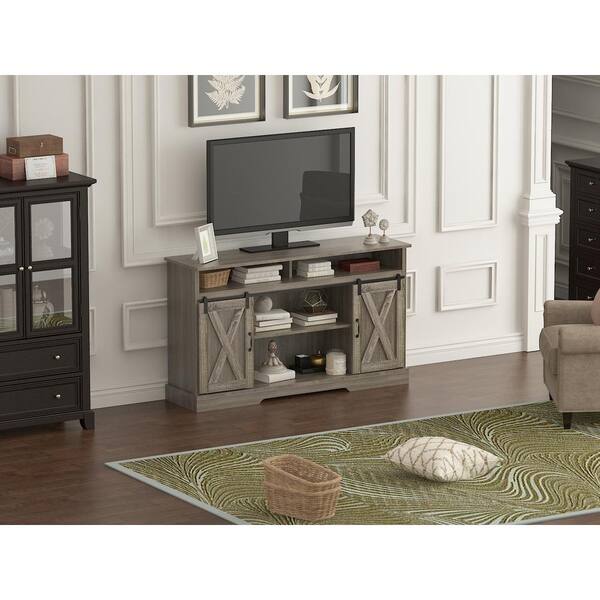 Tv Stand With Barn Doors, Tv Console With Shelves