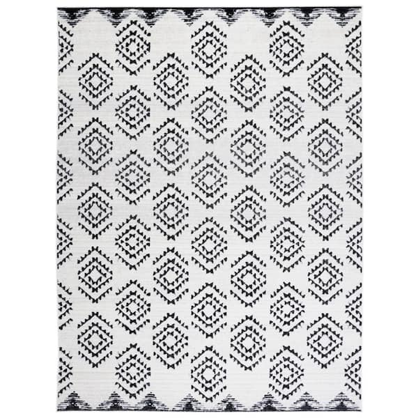 Skyler 9 ft. x 12 ft. Ivory/Black Striped Geometric Area Rug