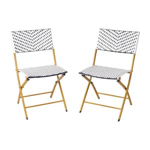 Black Steel Outdoor Dining Chair in Blue