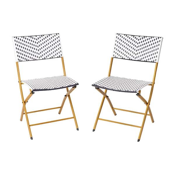 Carnegy Avenue Black Steel Outdoor Dining Chair in Blue