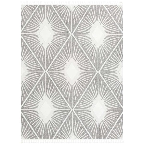 Unique Loom Boho Lilah Gray Ivory 10 ft. x 14 ft. 1 in. Area Rug