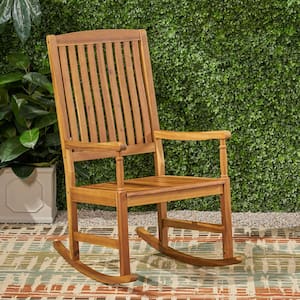 Arcadia Teak Brown Wood Outdoor Rocking Chair