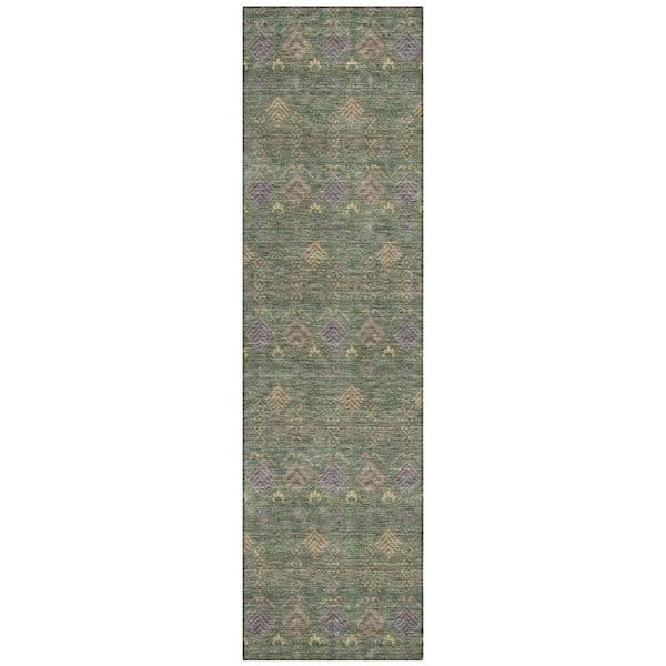 Chantille Machine Washable Indoor/Outdoor Abstract ACN2487 Basil 2 ft. x 7 ft. Runner Rug