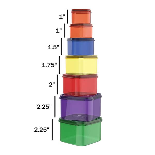 Plastic Color-Coded Portion Control Container With Lids 14-Piece
