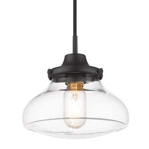 Nash 1-Light Matte Black Small Pendant with Glass Shade